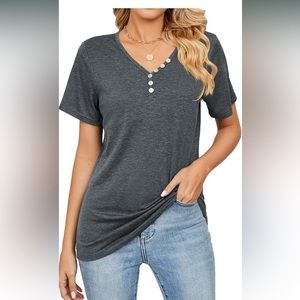 Vingvo Womens Loose Style Short Sleeve Top New Size Small